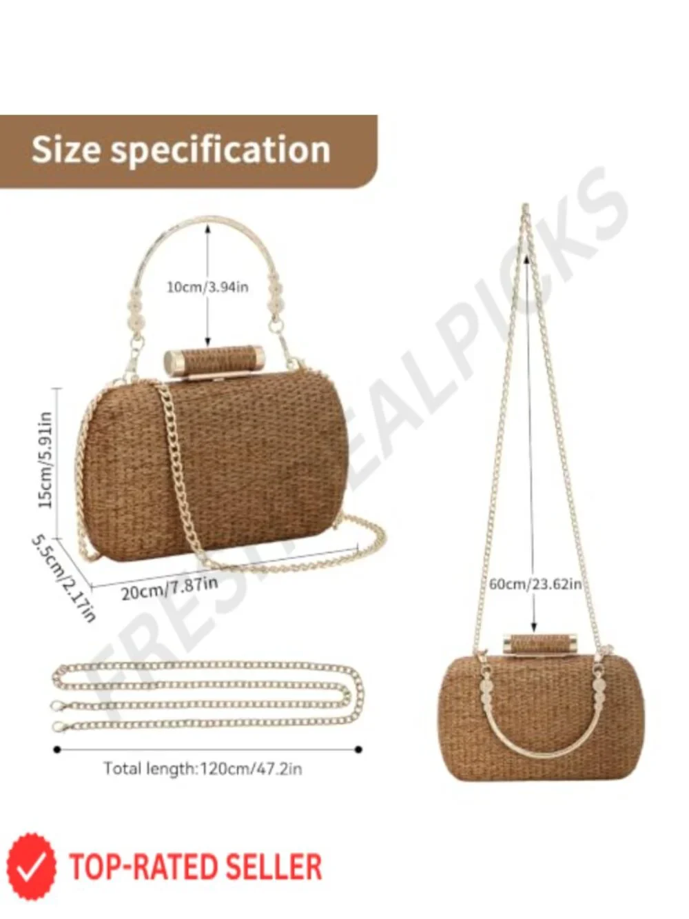 Straw Clutch Purse Hand-Woven Wicker Evening Handbag Raffia Party Wedding Beach